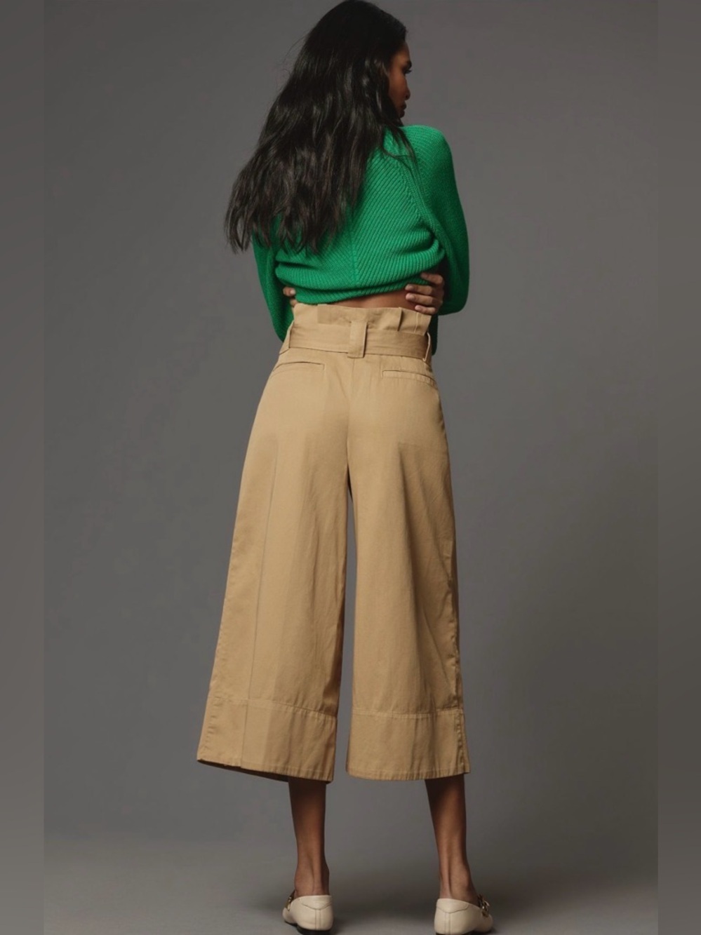 NWT Maeve Anthropologie High-Rise Belted Wide Leg Cropped Culotte Sizes 00,0,2,4 - Picture 4 of 5